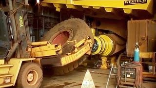 Changing a Blown Out Rear Tire Komatsu CAT BelAZ VOLVO Mining Truck Dumper