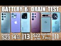 Samsung S23 Ultra vs iPhone 14 Pro Max / S22 Ultra / Xiaomi 13 Pro / OnePlus 11 - BATTERY DRAIN TEST