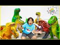 Ryan with  Dinosaur in our house adventure Pretend play!!!