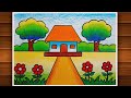 Very Easy House Scenery Drawing || How to Draw Scenery Step by Step || #Scenery..