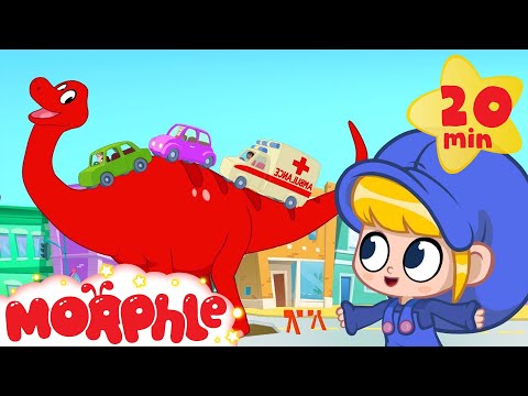 Morphle the Traffic Dinosaur helps cars vehicles Dinosaurs for kids T rex Argentinosaurus 