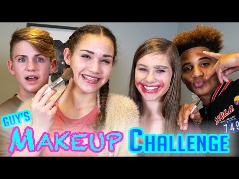 GUYS Makeup Challenge MattyBRaps vs Justin ft Gracie & CeCe