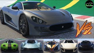 GTA 5 Top Speed Drag Race (Ocelot XA-21 vs. X80, Vagner, T20, 811, Banshee, Itali GTB, Zentorno)