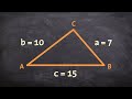How to use law of cosines to find the missing angles of a triangle given SSS
