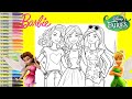 Barbie and Friends Makeover as Disney Fairies Tinker Bell Rosetta and Silvermist Coloring Book Page