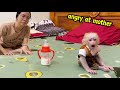 So Sad, Smart baby monkey aggressively attacks mother for changing milk bottle