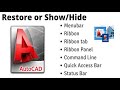 AutoCAD : Show /Hide Menu bar , Restore Ribbon ,Show/ Hide Command line
