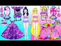 Học Làm Búp Bê Giấy - Mẹ Bầu Rapunzel và Raquelle Trang Trí Phòng Em Bé Hồng Tím - Câu Chuyện Barbie