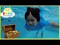 Ryan finds Secret Treasure Chest with Surprise Toys in swimming pool!!!!