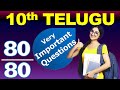 10th Class (SSC) 2024 TELUGU important questions for board exam || how to get 80/80 in Telugu ap/ ts