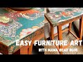 Furniture art with paint and decoupage! Easy step by step instructions to create a boho look