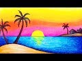 How to Draw Simple Scenery for Beginners | Drawing Sunset Scenery