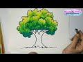 How to draw and color tree! Realistic Tree Drawing! Very easy method to Draw and Color a tree