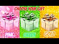 Choose your gift 🎁🤩💖 || 3 gift box challenge Pink, Green, Gold, wouldyourather #chooseyourgift