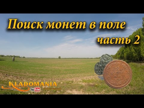 Поиск монет в поле часть 2. поиск по старине. полушка петра .