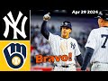 Yankees vs. Brewers Game Highlights Today, Apr 29 2024 | MLB Season 2024