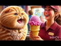 cute cat ice cream eating 😋 for running, viral cat kitten hangry 😋|||
