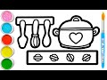 How to draw a gas stove 🍲 easy and beautiful painting