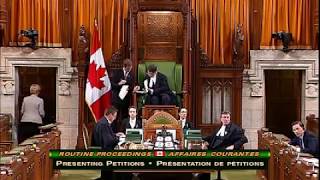 A petition spearheaded by MLA Kelly Bindle is presented in the House of Commons