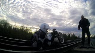 Motorcycle Falls Through Railroad Track! Some NSFW (but entirely appropriate) Language!