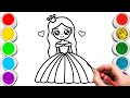 PRINCESS DRAWING STEP BY STEP | HOW TO DRAW PRINCESS | EASY PAINTING & COLORING FOR KIDS & TODDLERS
