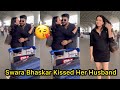 Beautiful Swara Bhaskar Kissed 😘Husband in front of Media & Fans at Airport Departure