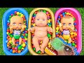 Rainbow Satisfying Video | Magic Mixing Candy ASMR in Three BathTubs with Slime M&M's & Skittles