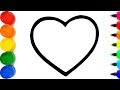 Glitter Rainbow Heart coloring and drawing for Kids - Cara Menggambar dan Mewarnai Jantung
