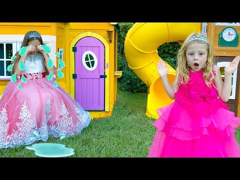 Nastya and Stacy pretend play with a magic playhouse