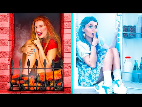 Hot vs Cold Hide and Seek Challenge Girl on Fire vs Icy Girl