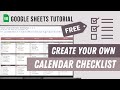 Calendar Checklist Tutorial - How to make a  Calendar To-Do List FREE Google Sheets Template