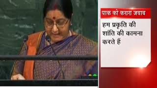 Sushma Swaraj responded strongly to Pakistan on the issue of terrorism in UN