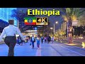 በምሽት ጨረቃ የመሰለው የቸርችል ጎዳና Addis Ababa Walking Tour @Night(376) , 🇪🇹 Ethiopia [4K]