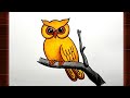 How To Draw Owl For Beginners || Owl Drawing Colour || Bird Drawing || Creativity Studio..