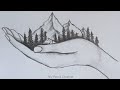 How to Draw Mountain Landscape Scenery in hand Step by Step | Hihi Pencil