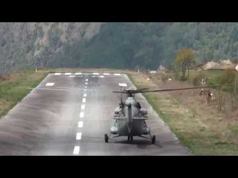 Indian Air Force Mi 8MTV 5 take off from Lukla Airport in Nepal