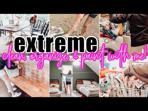 EXTREME CLEAN ORGANIZE PAINT WITH ME BOYS ROOM TRANSFORMATION ALL DAY CLEANING MOTIVATION