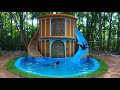 90 Days Build Underground Two Story Villa with Grass Roof and Waterslide To Swimming Pool