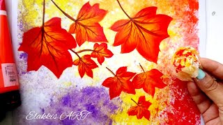 🍁How to Paint Maple Leaves I Easy Maple Leaves Painting I Autumn Fall Foliage