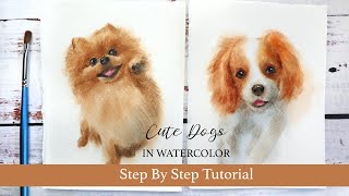 How To Paint Two Cute Dogs In Watercolor Step By Step Tutorial