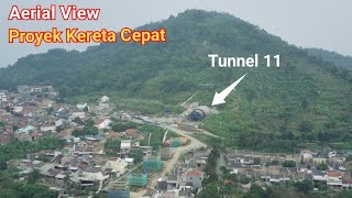 Aerial view terowongan 11 proyek KERETA CEPAT di Gunung Bohong, 18 April 2021