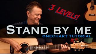 Stand by me Ben E King acoustic guitar lesson tutorial (3 levels, including bass line)