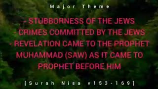 4.11 Surah Nisa v153-169 Stubborness\u0026crimes by JEWS. revelation came2prophetMuhammad like beforeHim