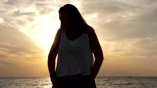 Silhouette Of Woman At Sunrise Stock Video