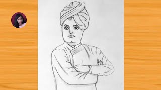 How to draw Swami Vivekananda easy step by step || Vivekananda drawing || National youth day drawing