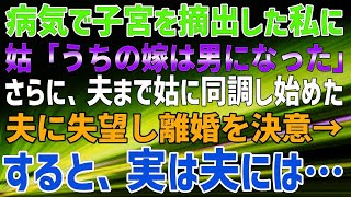 【スカッとする話】病気で子宮と卵巣を摘出した私にむかって、姑「うちの嫁は男になった」夫「母親が女じゃないなんて、娘が可哀想」→夫まで義母に同調し始めた。離婚を決意→すると…