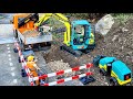 Road reparation, RC excavator Yanmar B37V, Mercedes Sprinter, Scale models