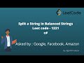 Split a String in Balanced Strings C# (Leetcode-1221) (Google Interview question)