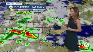 Scattered showers & t-storms Sunday