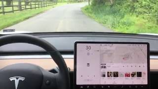 Tesla Autopilot | Model 3 Drives on Road with NO Lane Markings!